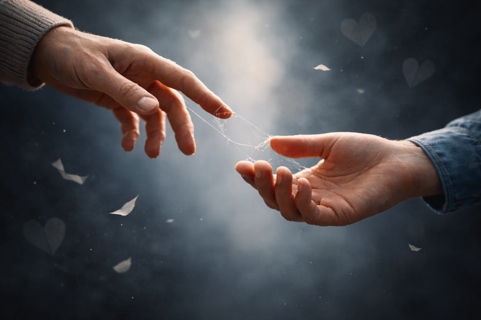 Deux mains adultes se détachent l’une de l’autre, illustrant la libération d’un chantage affectif